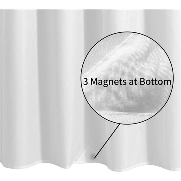 Waterproof Fabric Shower Curtain Liner with 3 Magnets - Soft Hotel Quality - Picture 3 of 7